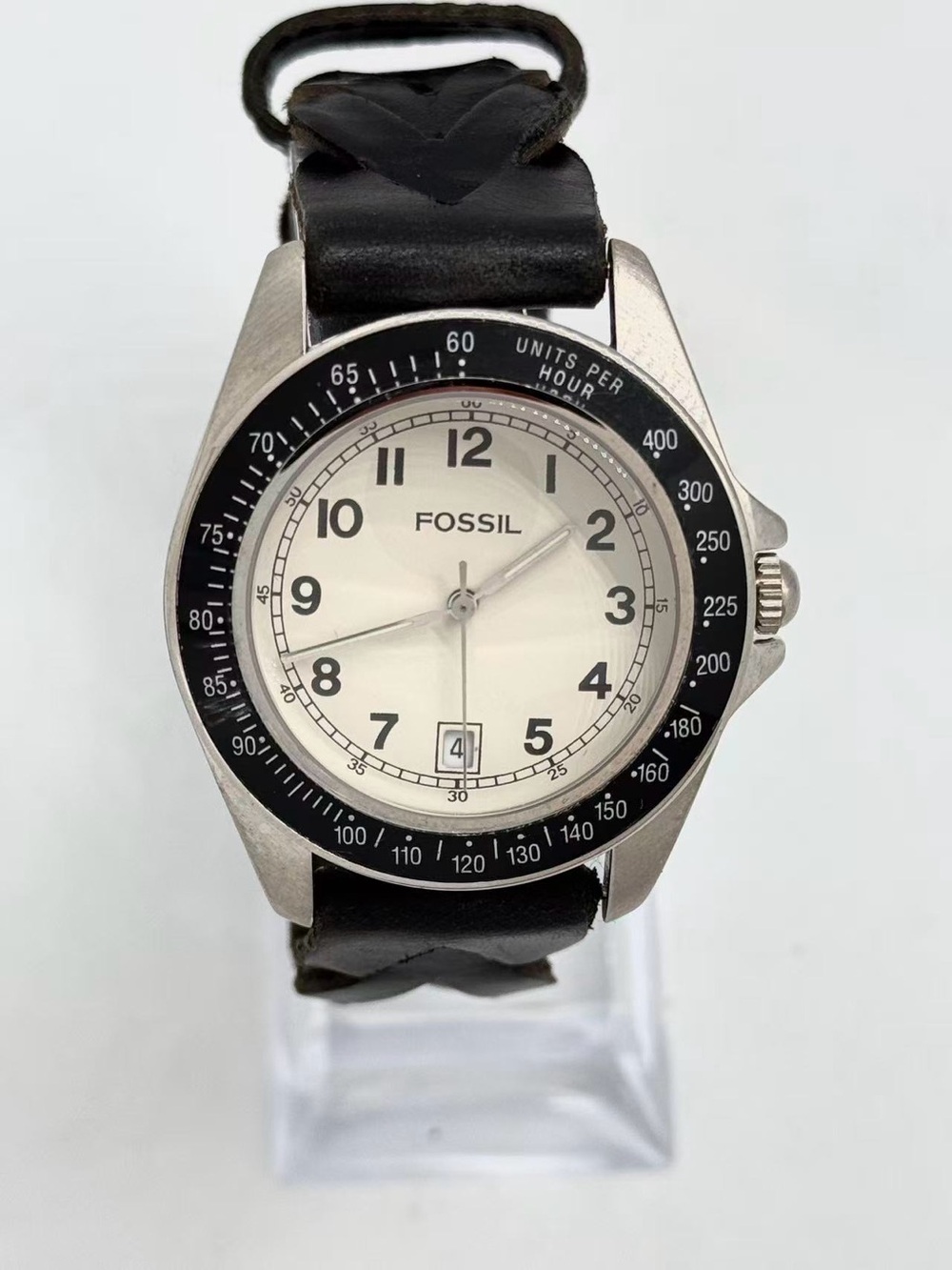Vintage Fossil Women’s Quartz Watch 38mm Cream Dial Date New Battery Runs